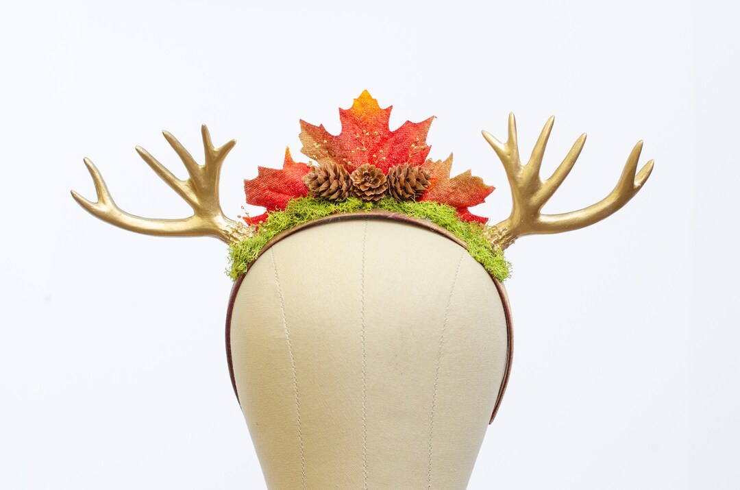 Autumn Antler Crown Fantasy Halloween Headband Deer Headpiece Etsy