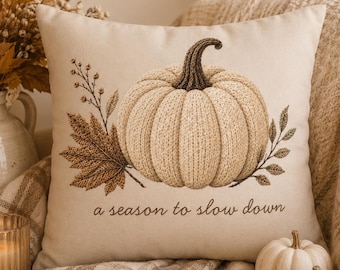Neutral Minimalist Pumpkin Pillowcase | Beige Fall Throw Pillowcase | Cozy Autumn Farmhouse Decor| Fall pillow cover| Pumpkin pillow cover