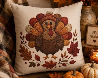 Thanksgiving Turkey Pillowcase |Beige Fall Throw Pillowcase | Cozy Autumn Farmhouse Decor|Minimalist Thanksgiving Pillowcase|Fall pillowcase
