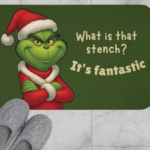 What is that stench? It&#39;s fantastic Grinch Bath Mat| Bathroom mat| Christmas décor| Funny quote Christmas bathroom mat| Bathroom decor