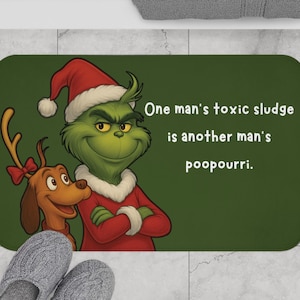 Ginch Poopourri, Christmas Bath Mat| Funny Grinch mat| Bathroom Décor| Housewarming and Holiday Grinch Gifts| Roommate&#39;s gift|