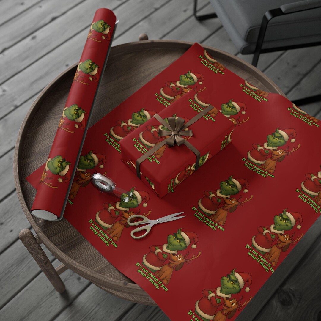 Funny Grinch Quote Dark Red Wrapping Papers| Grinch Wrapping Paper Roll ...