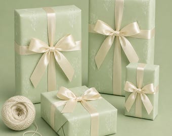 Soft Sage green  Floral Wrapping Paper | Elegant Gift Wrap | Spring & Easter Wrapping |Minimalist wrapping paper|Wedding gift|birthday party