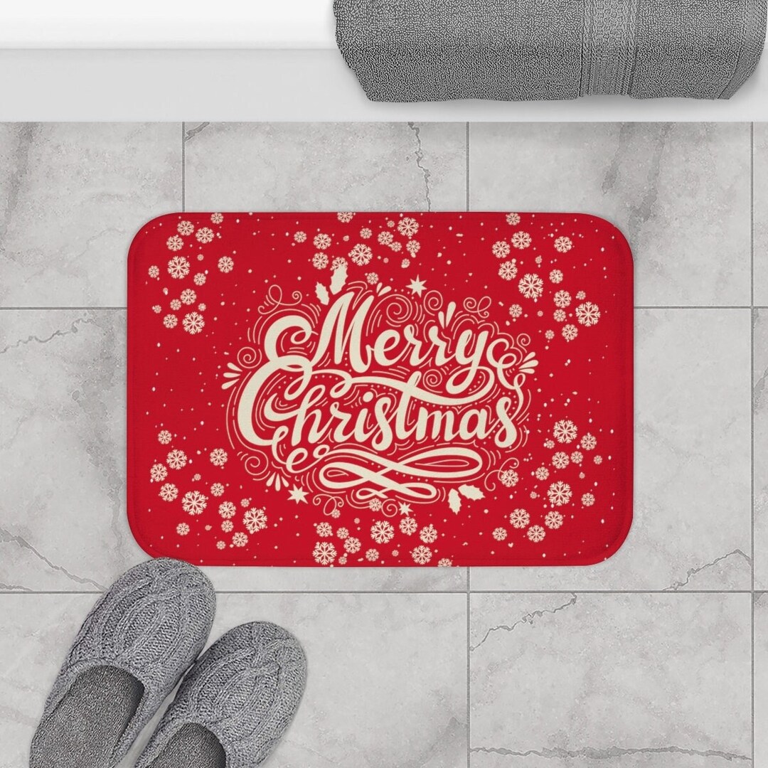 Merry Christmas Bath Mat Red bathroom Mat Bathroom Decor Christmas