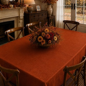Burnt Orange Cotton Twill Tablecloth | Fall Table Linen | Thanksgiving Dining Table Cover | Autumn Farmhouse Decor|Halloween tablecloth