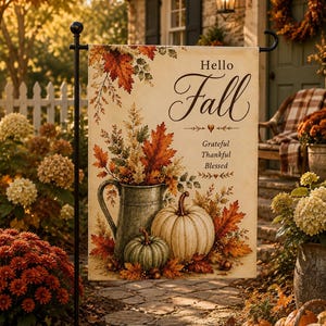 Hello Fall Pumpkin Girlande für den Garten, das Haus oder das Haus | Dankbar Dankbar Selig