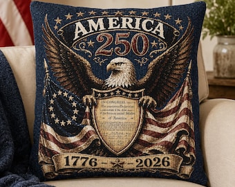 250th Anniversary Woven Pillow | American Independence Celebration| Patriotic gift| Independence Day| 4th July| Home decor throw pillow