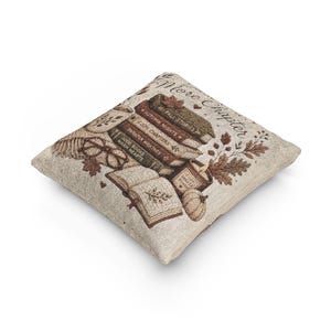 Just One More Chapter Woven Pillow | Book Lover Throw Pillow| Cozy Reading Decor| Literary Cushion| Library Home Decor| Fall Accent Pillow image 9