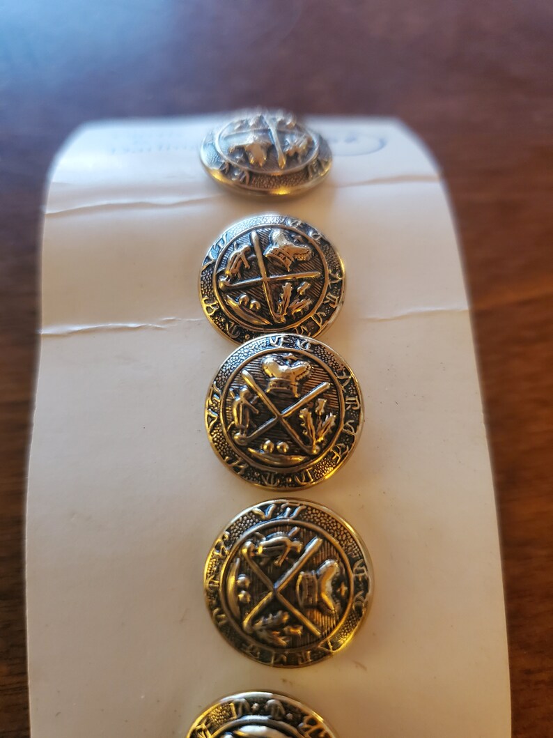Vintage Coat of Arms Brass Buttons Etsy
