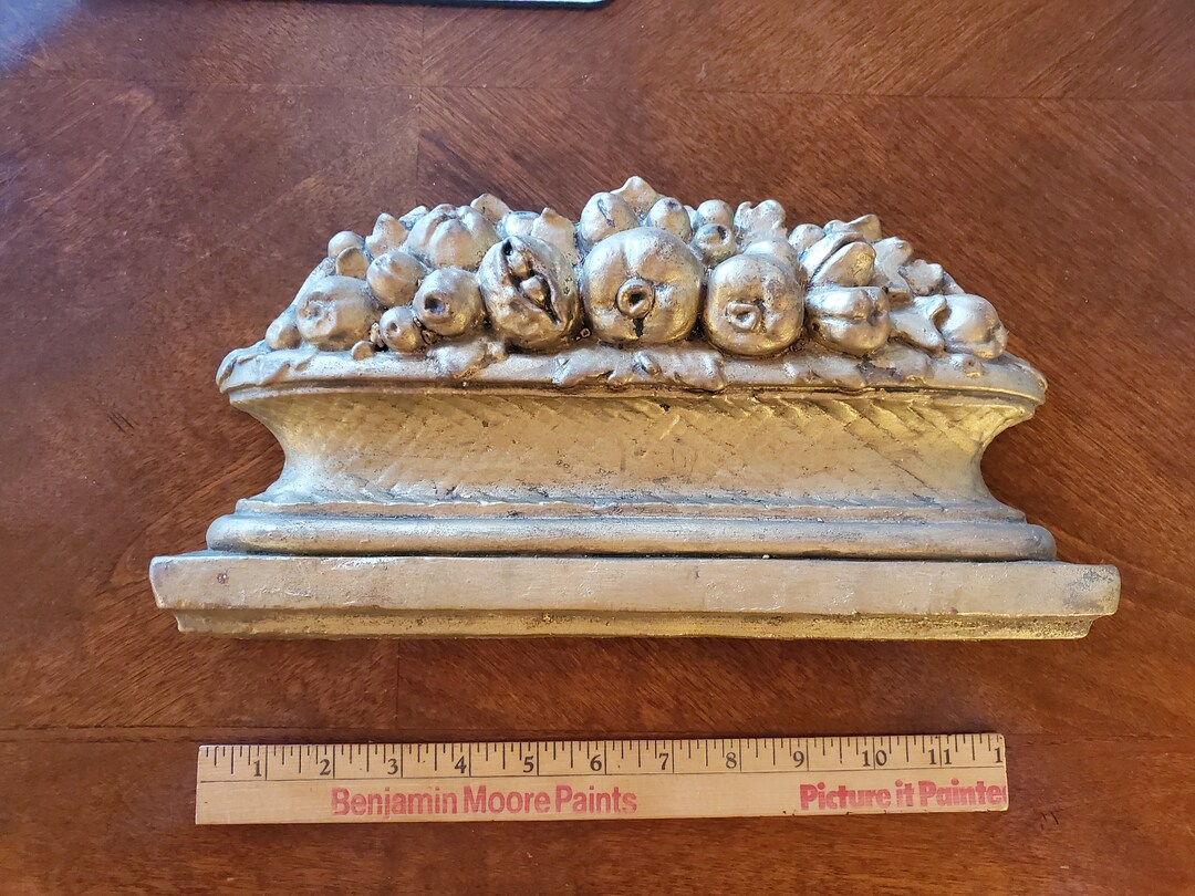 Gilded Plaster Fruit Basket Wall Hanging Etsy