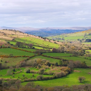 DARTMOOR GREETING CARD, paesaggio di Dartmoor, Parco Nazionale di Dartmoor, paesaggio inglese, paesaggio naturale, vista di Dartmoor, carta lucida