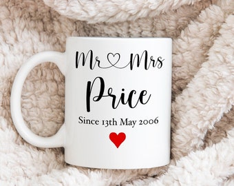 Bride and groom mugs, wedding mugs, wedding gifts, anniversary gifts, couples gift