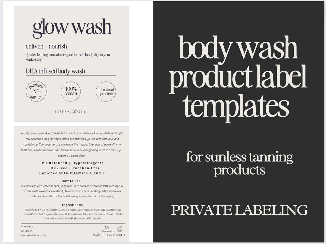 Body Wash Label Templates. Cosmetic Packaging Digital Etsy