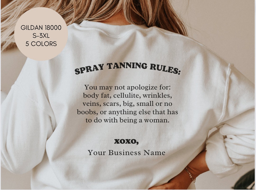 Spray Tanning Rules Crewneck Size S5XL Customize W/ Etsy