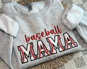 Baseball Mom Sweatshirt Embroidered, Custom Baseball Mama Shirt, Embroidered Baseball Fan Shirt, Sports Mama Sweatshirt, Sports Mom Gift