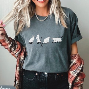 HalloweenCat Comfort Colors Crewneck Shirt, Ghostly Black Cat Shirt, Funny Spooky Cat Shirt, Cat Lover Gift For Halloween