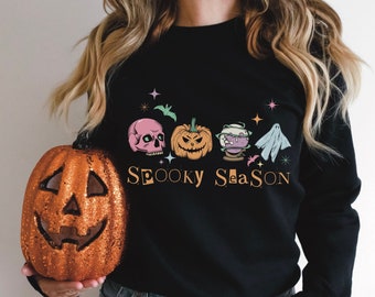 Gruselige Saison Sweatshirt, Halloween Rundhalsausschnitt, Gruseliges Sweatshirt, Geist Sweatshirt, Halloween-Geist, Kürbis Sweatshirt, Herbst Shirt