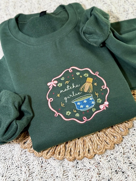 Matcha Latte Lover Sweatshirt - Embroidered Christmas Gift for Matcha Lovers