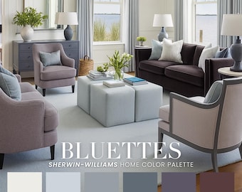 Bluettes Home Color Palette | Paint Scheme Serene Blue, Gray, Lavender (Digital Download)