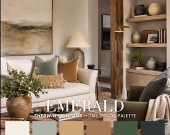 Emerald Sherwin-Williams Green Home Color Palette | Bohemian Farmhouse Scheme (PDF)