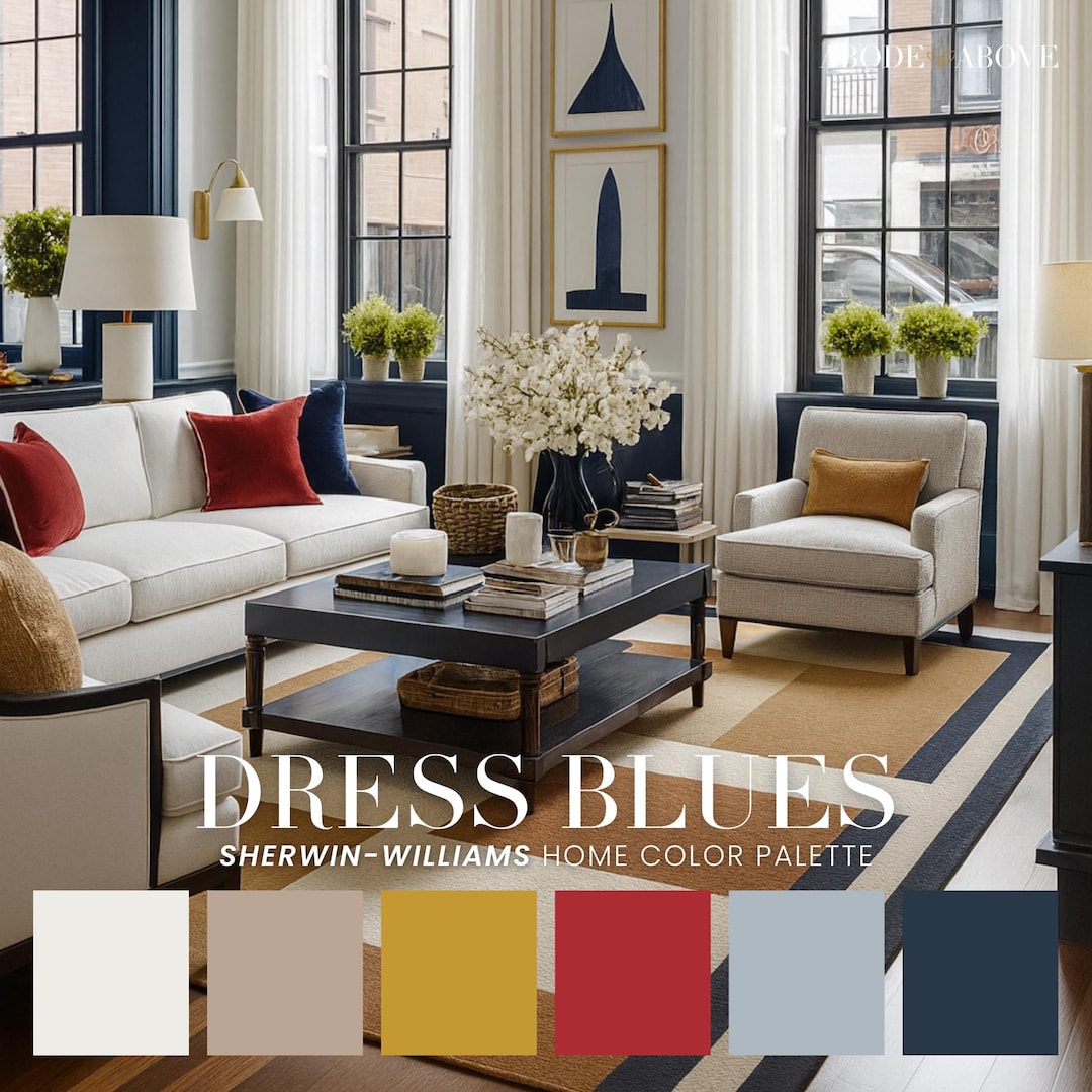 Dress Blues Sherwin-williams Traditional Nautical Color Palette | Navy,  Red, Gold (PDF) - Etsy