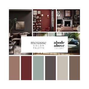 Mousse - Home Farbpalette | Sherwin Williams Farbschema für das ganze Haus | Interior Farbmuster | Braun, Creme, Kastanienbraun, Mint