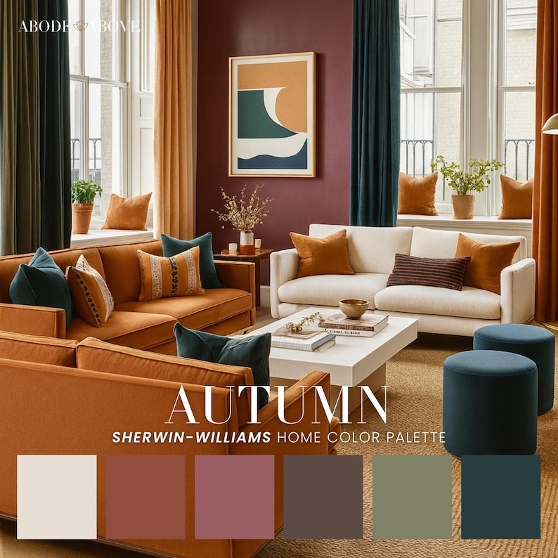 Autumn Paint Color Palette | Sherwin-williams Warm Rustic Scheme (PDF ...
