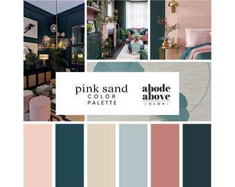 Pink Sand - Interior Design Color Palette | with Hex Codes for Procreate | Pink, Teal, Tan Color Palette | Paint Colors for Home Design