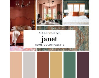 Janet Home Color Palette | Sherwin Williams Vintage Rustic Color Scheme | Paint Color Swatches | Wine, Green, Gray, Red, Silver, Gold