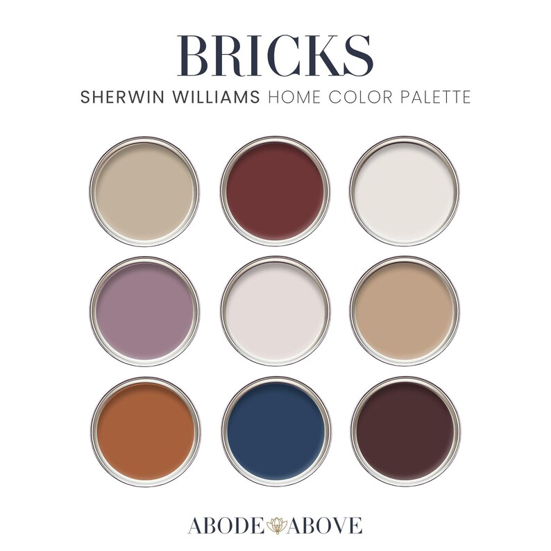 Bricks Color Palette | Sherwin Williams Vintage Paint Scheme (digital ...