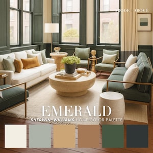 Palette de couleurs vert émeraude Sherwin-Williams pour la maison | Programme de ferme bohème (PDF)