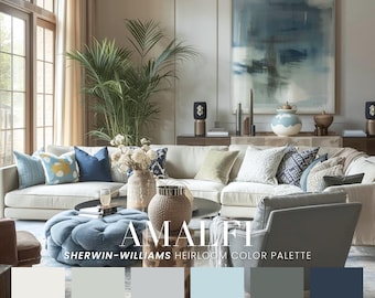 Amalfi Sherwin-Williams Whole House Color Scheme | Interior Paint Swatches (PDF Download)
