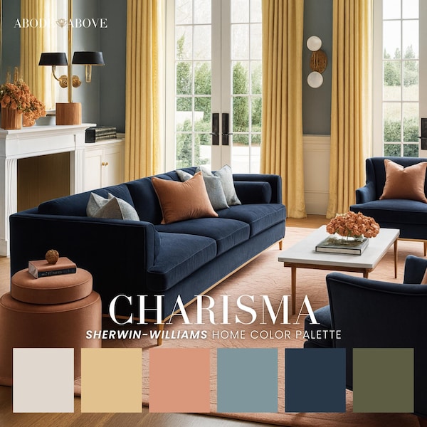 Charisma Modern Eclectic Paint Color Palette | Navy, Coral, Marigold (PDF)