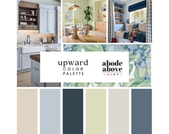 Upward - Home Color Palette | Sherwin Williams Whole House Color Scheme | Interior Paint Swatches | Blue, Navy, Green, Brown, Cream