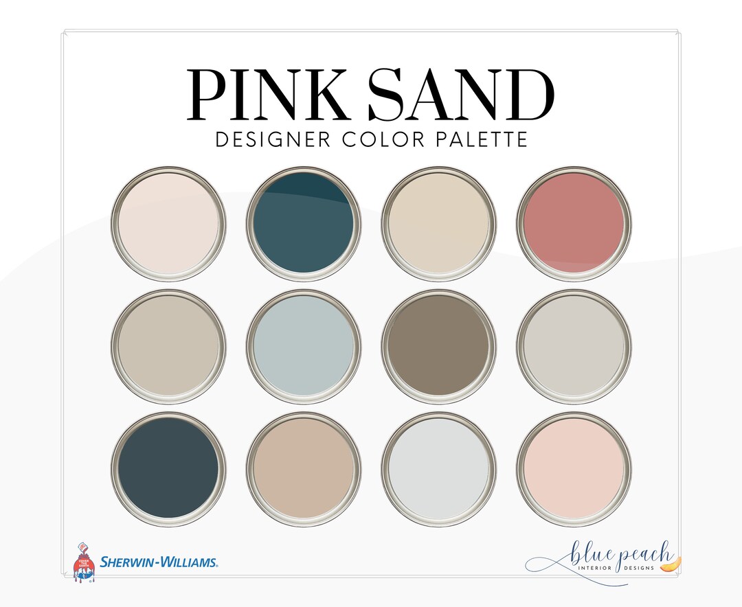 Pink Sand Interior Design Color Palette With Hex Codes for Etsy