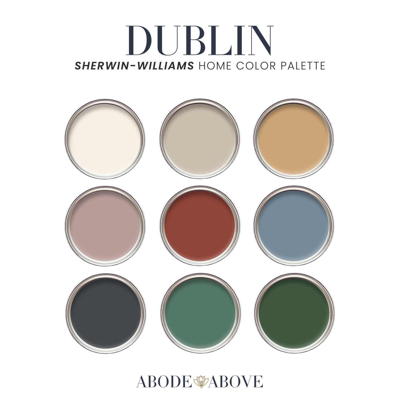 Dublin Home Color Palette | Sherwin-williams Rustic Scheme (PDF) - Etsy