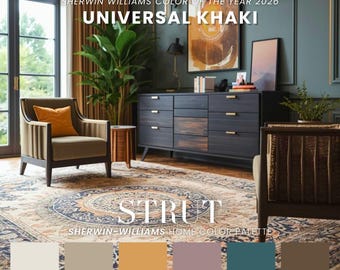 Universal Khaki 2026 Strut Color Palette | Mid-Century Modern Paint Scheme (PDF)