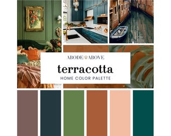 Terracotta Home Color Palette | Sherwin Williams Bohemian Eclectic Color Scheme | Paint Color Swatches | Copper, Peach, Green, Brown