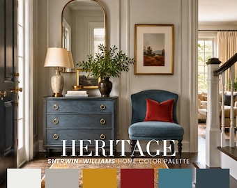 Heritage Farmhouse Paint Palette | Sherwin-Williams, Navy, Red, Gold (Digital)