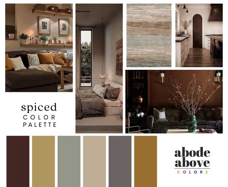 Spiced Interior Design Color Palette With Hex Codes for Procreate Brown