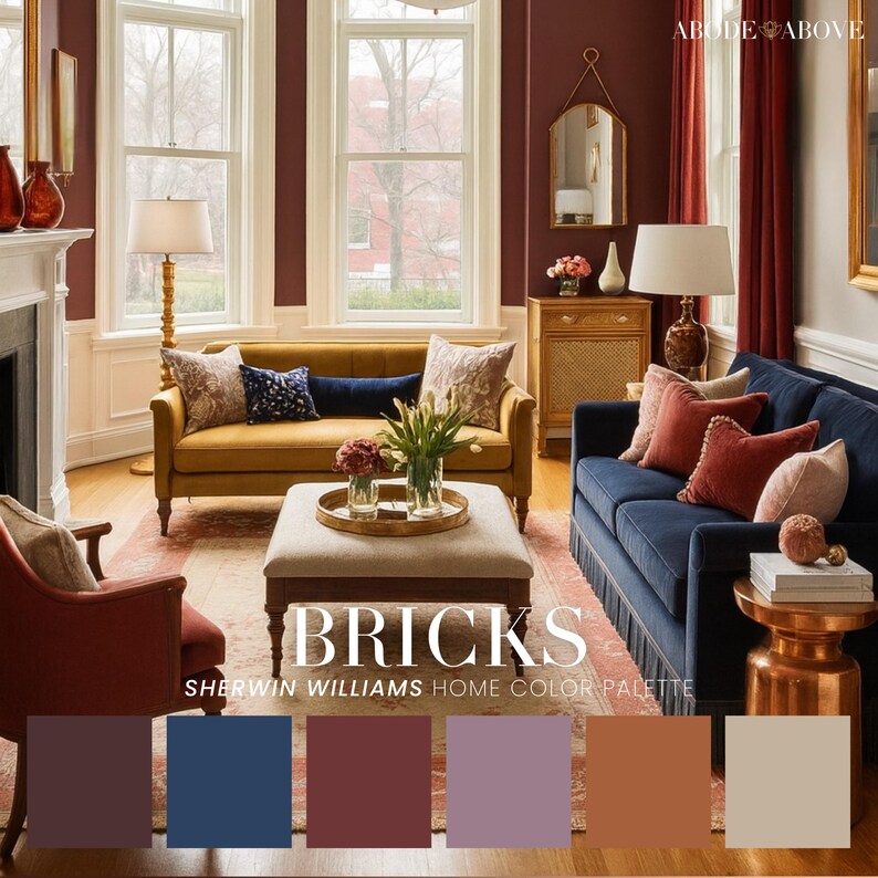 Bricks Color Palette | Sherwin Williams Vintage Paint Scheme (digital ...