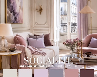 Socialite Sherwin-Williams Modern Glam Home Color Palette | Pink, Lavender, Gray (Digital PDF)
