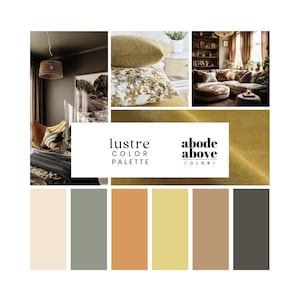 Lustre - Home Color Palette | Sherwin Williams Whole House Color Scheme | Interior Paint Swatch | Orange, Brown, Gold, Taupe, Off-white