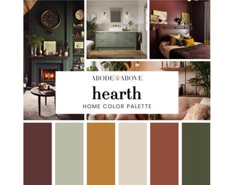 Hearth Home Color Palette | Sherwin Williams Warm Farmhouse Color Scheme | Paint Color Swatches | Maroon, Green, Cream