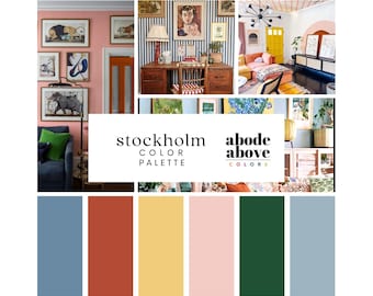 Stockholm - Home Color Palette | Sherwin Williams Whole House Color Scheme | Interior Paint Swatches | Blue, Yellow, Pink, Red, Green