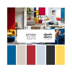 Prime - Palette de couleurs pour la maison | Palette de couleurs pour toute la maison Sherwin Williams | Échantillons de peinture intérieure | Bleu, rouge, jaune, gris, beige