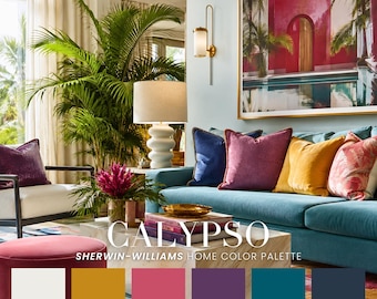 Calypso Eclectic Home Color Palette | Pink, Aqua, Purple (PDF Download)
