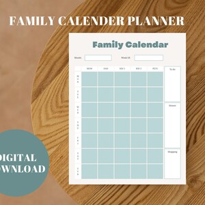 Calendario familiar elegante / Presupuesto mensual de los padres, Planificador familiar semanal / Imprimible / Descarga instantánea de PDF / PDF rellenable / Descarga de tamaño A4
