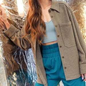 Olive Oversized Shirt Jacket