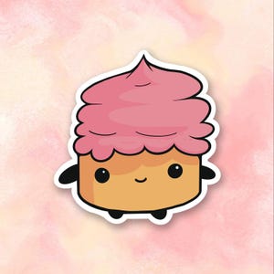 Sticker vinyle mignon petit gâteau | Sticker petit gâteau kawaii | autocollant drôle de petit gâteau | Stickers pour ordinateur portable | Journalisation | Résistant à l'eau
